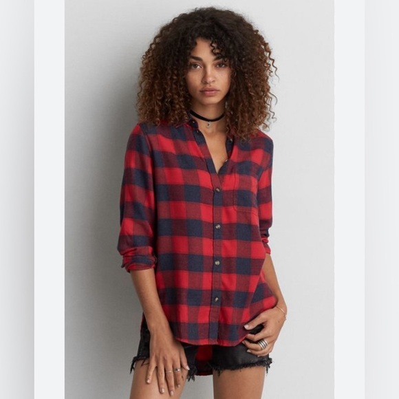 American Eagle Outfitters AE Ahh-mazingly Soft boyfriend flannel SZ SM - Picture 1 of 5